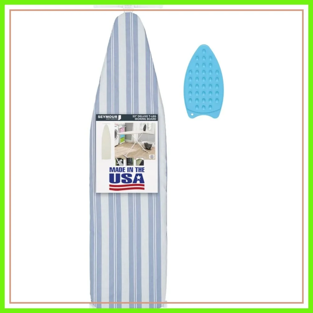 

Ironing Board Full Size with Cover, Pad & Silicone Iron Rest, Adjustable Steel T-Legs 35" High