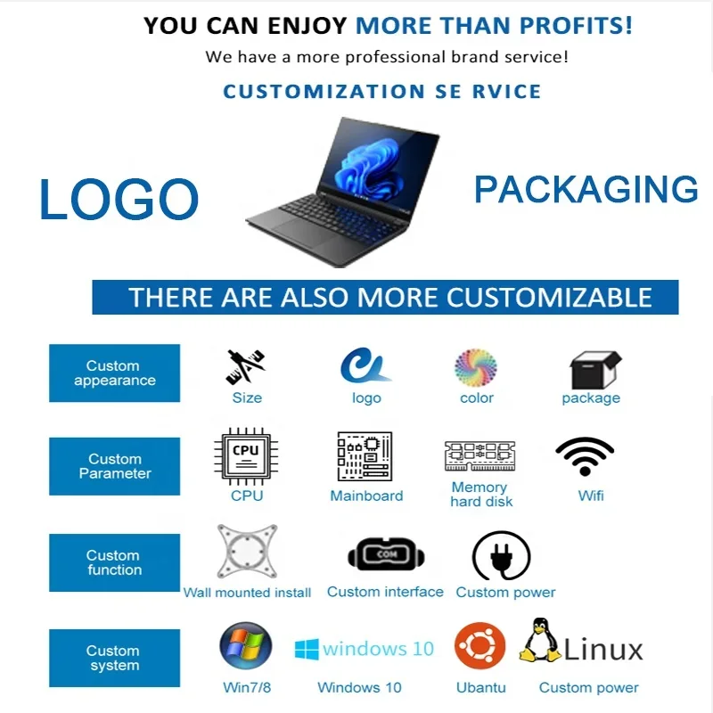 14.1 Inch Laptop Touch Screen Rotating 360 Degree Slim 2 In 1 I5 1235U 16GB DDR4 512GB SSD Business Computer Laptops