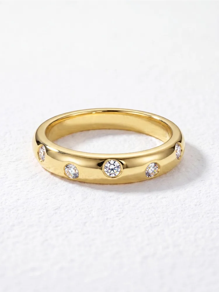 Echter minimalistischer runder Moissanit-Diamant mit Zertifikat, Ringe für Damen, für den täglichen Gebrauch und Partys, 925er Sterlingsilber, edler Schmuck. – Detail 6