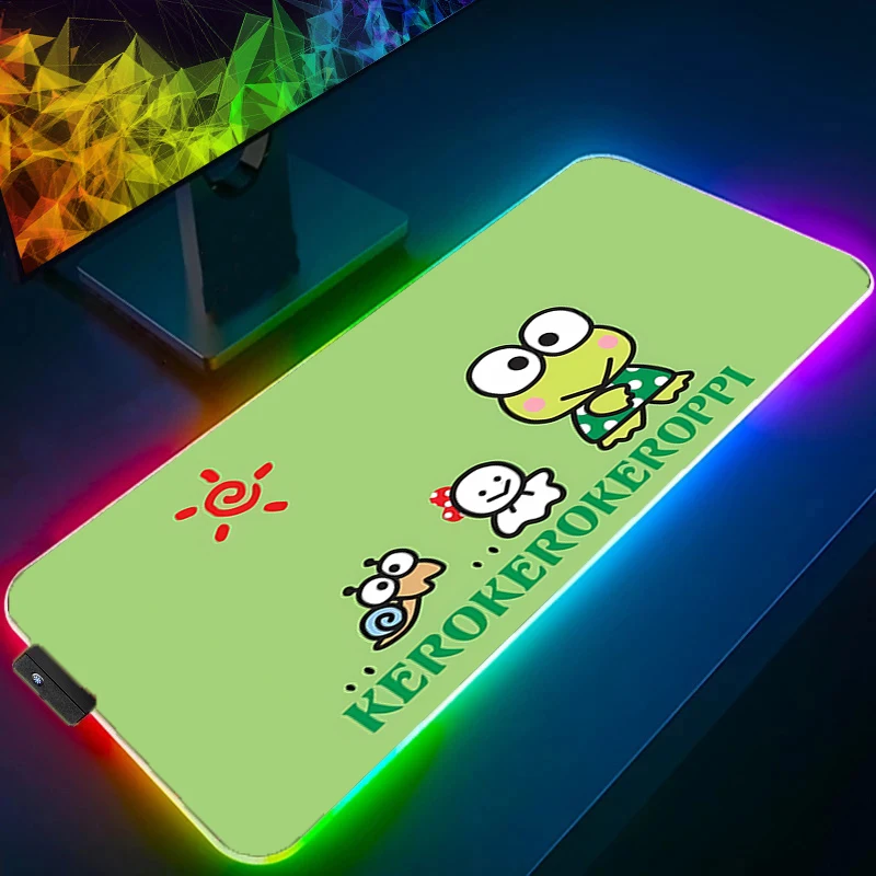 

RGB Large Mouse Pad K-kero K-kero K-keroppi Backlight Office Desk Mats Gaming Accessories XXL LED Mouse Pad Laptop Keyboard Mat