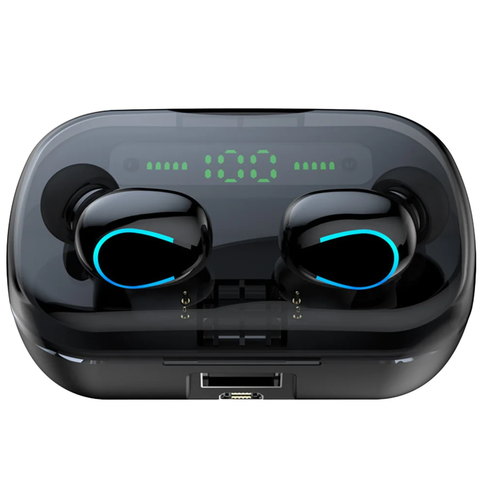 

2000Mah Waterproof Noise Cancelling Earphone Ipx7 Wireless Earbuds Heavy Bass Stereo U Shaped Led Light Portable Outdoor Sports