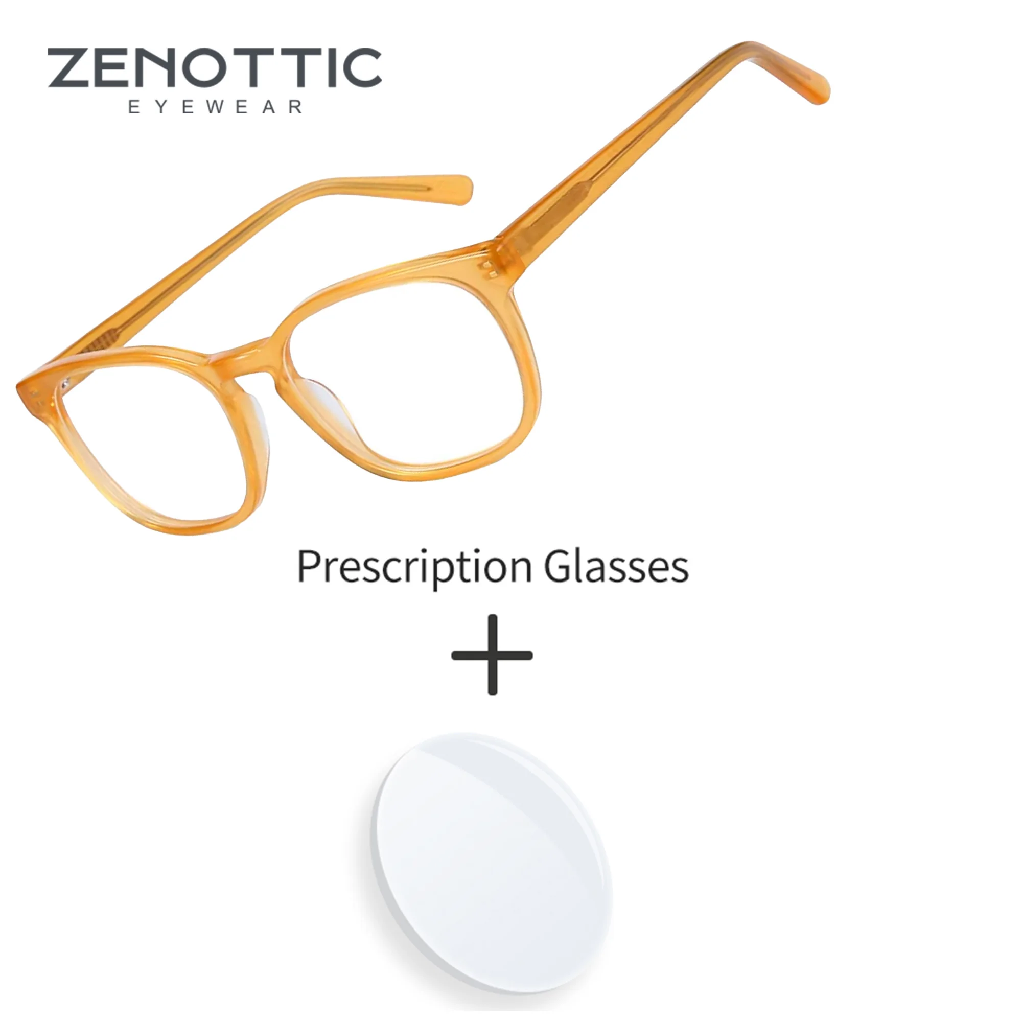 

ZENOTTIC Women Square Acetate Prescription Glasses Blue Light Blocking Photochromic Myopia Computer Casual Eyewear