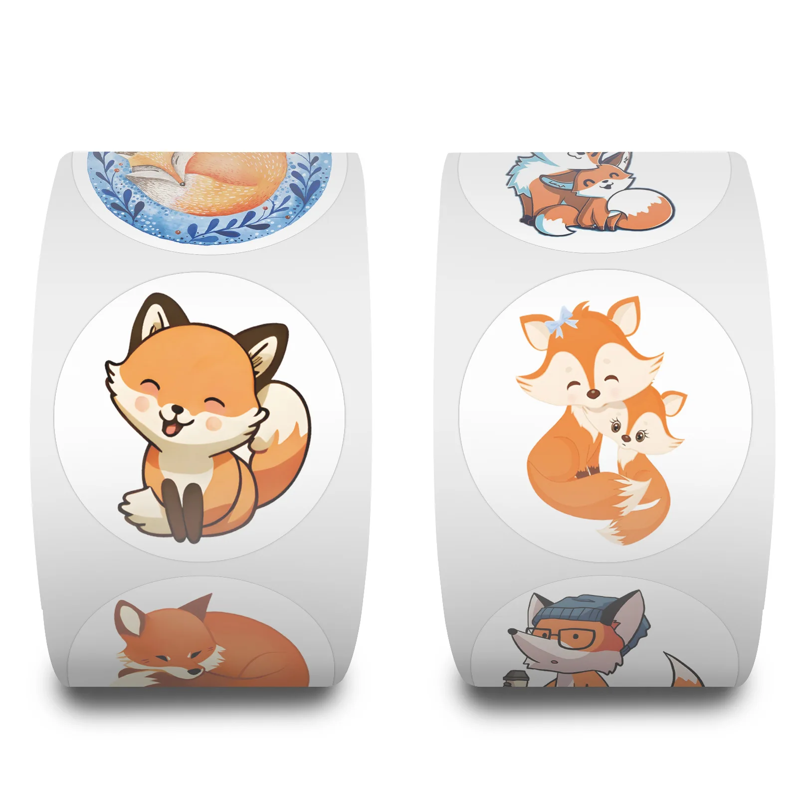 500 قطعة من ملصقات الرسوم المتحركة اللطيفة على شكل ثعلب جرافيتي رول، مجموعة ملصقات ختم الهدايا، أقراص الأمتعة المزخرفة، ملصق مضاد للمياه