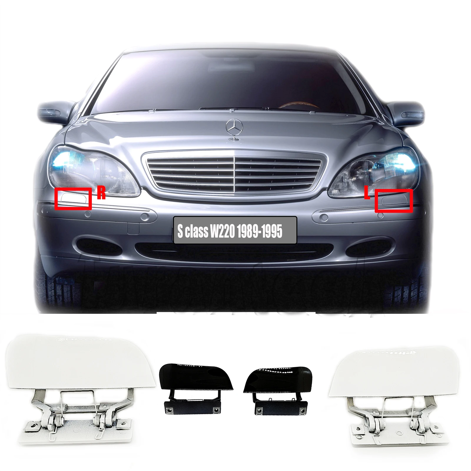 Headlight Washer Cover for 99-05 Mercedes Benz S W220 Fit S280 S320 S350 S400 S430 S500 S600 S55 S65