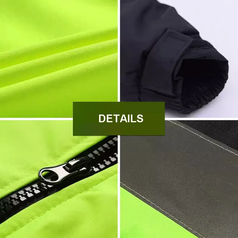 Winter Hi Vis Safety Coat, Cotton Safety Workwear with Pockets and Zipper, Traffic Highway Rain Coat, Men's Warning Coat
