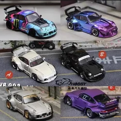 Microscale 1:64 RWB 993 Purple black and white 911 die-cast alloy car collection Street Weapon, a holiday gift for children.