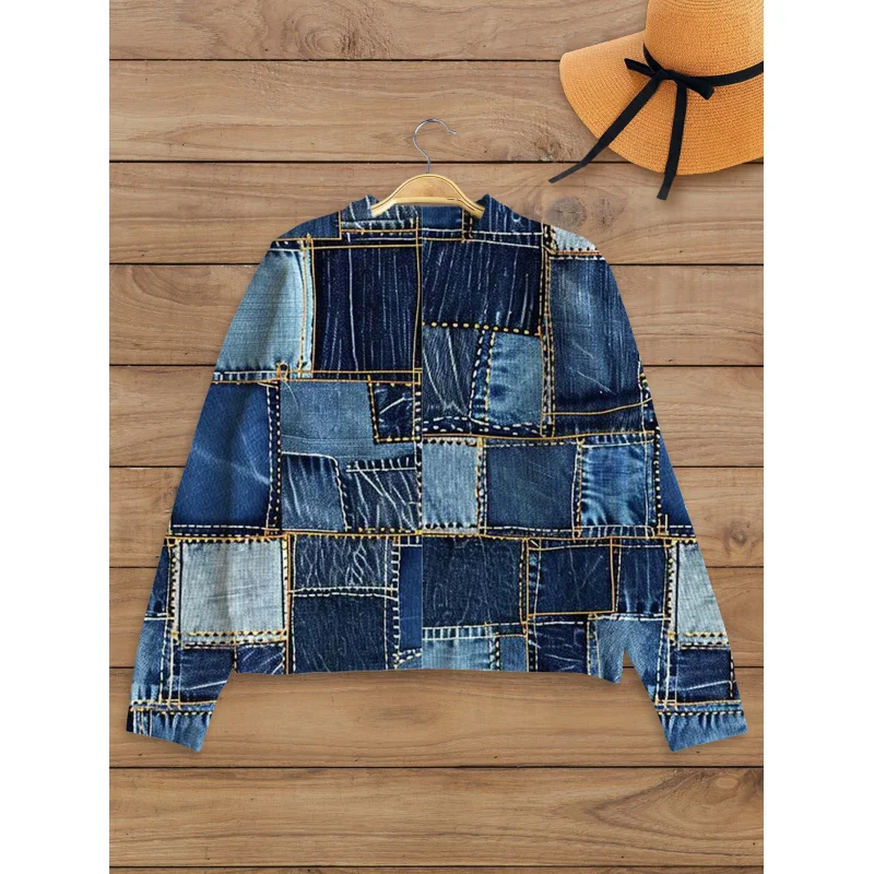 

Винтажный женский свитер с геометрическим цифровым принтом, вязаный пуловер, толстый свободный пуловер с круглым вырезом и длинными рукавами, осень-зима, повседневный уличный