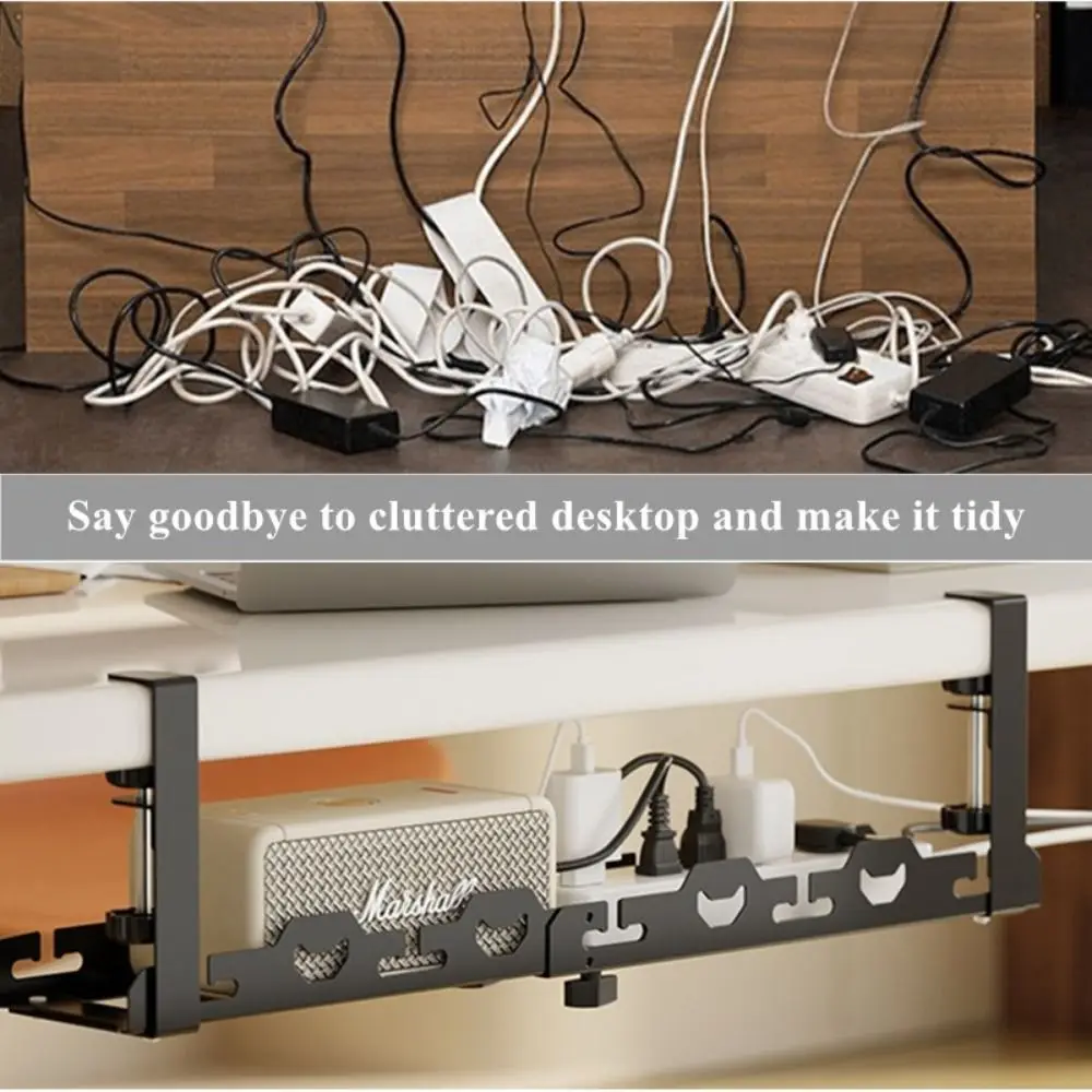 Large Space Under Desk Cable Management Tray Multipurpose Adjustable Wire Plug Power Holder Tray High Quality Carbon Steel