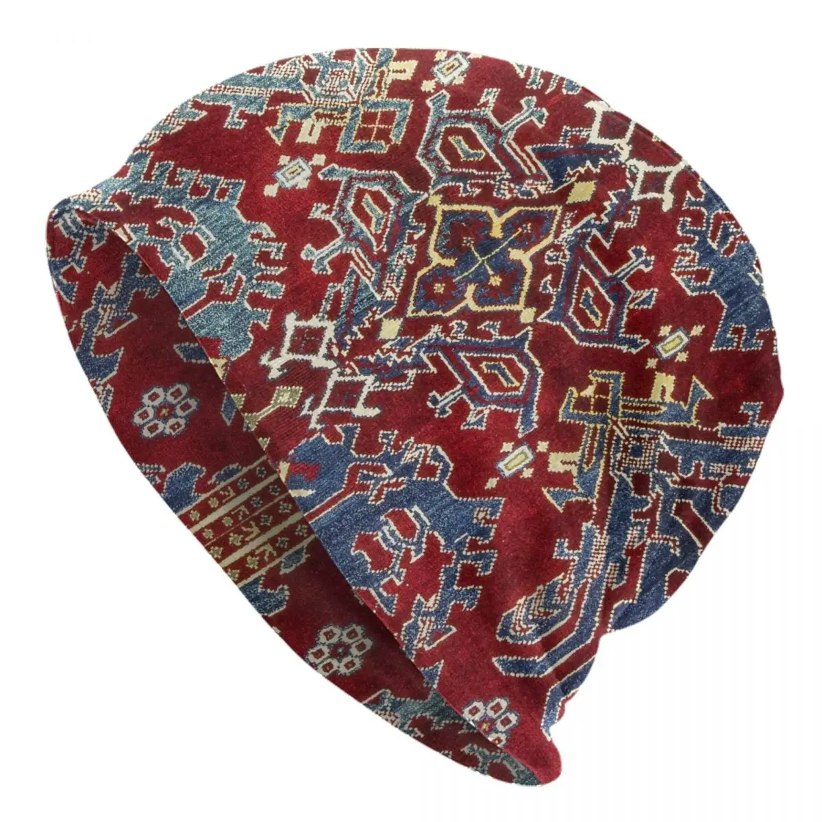 

Turkish Persian Bohemian Kilim Skullies Beanies Caps Unisex Winter Warm Knitting Hat Antique Geometric Ethnic Art Bonnet Hats