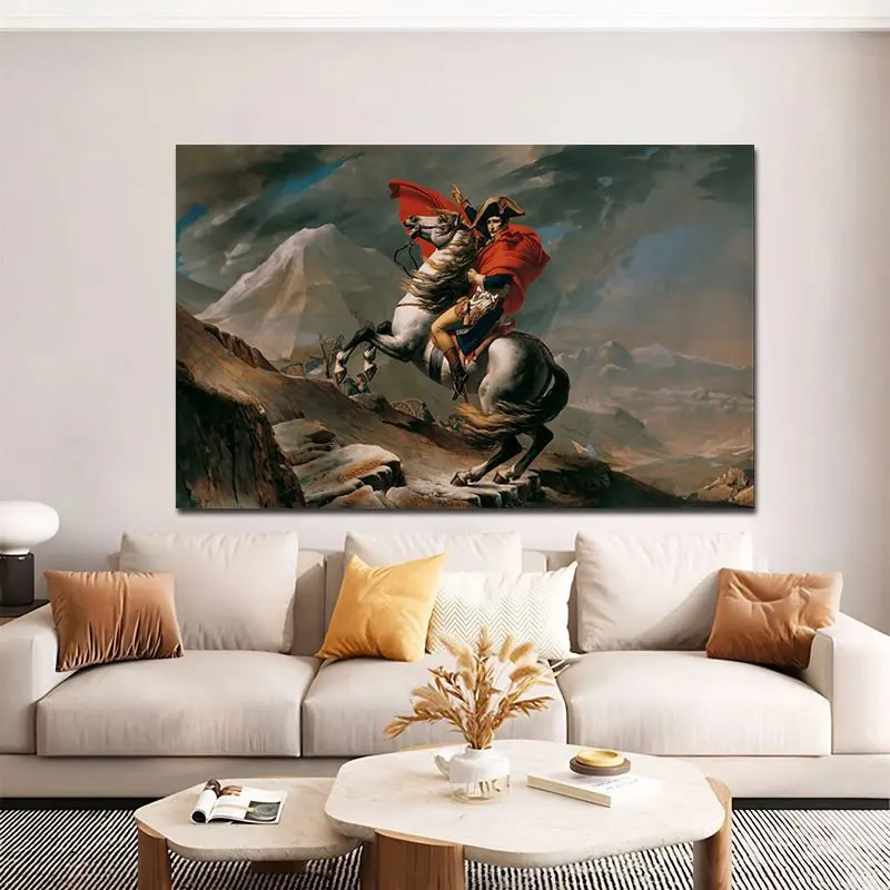 VIKAMA Classical Oil Painting Tapestry Wall Hanging Warrior On Rearing Horse Red Cloak Mountain Vintage Art Aesthetic Decor