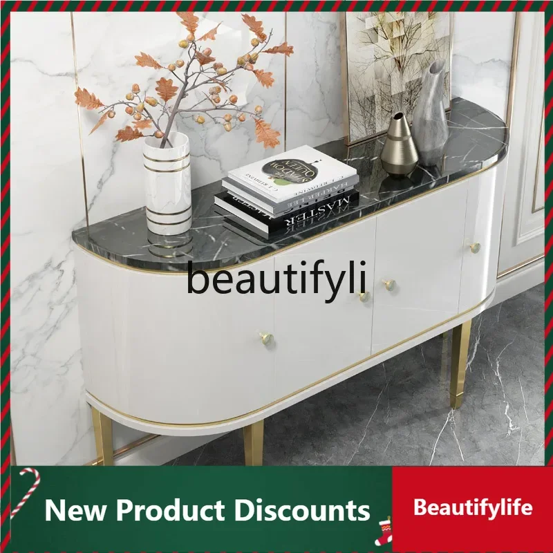 

Simple modern light luxury door shoe cabinet integrated Italian semi-arc decorative cabinet D80