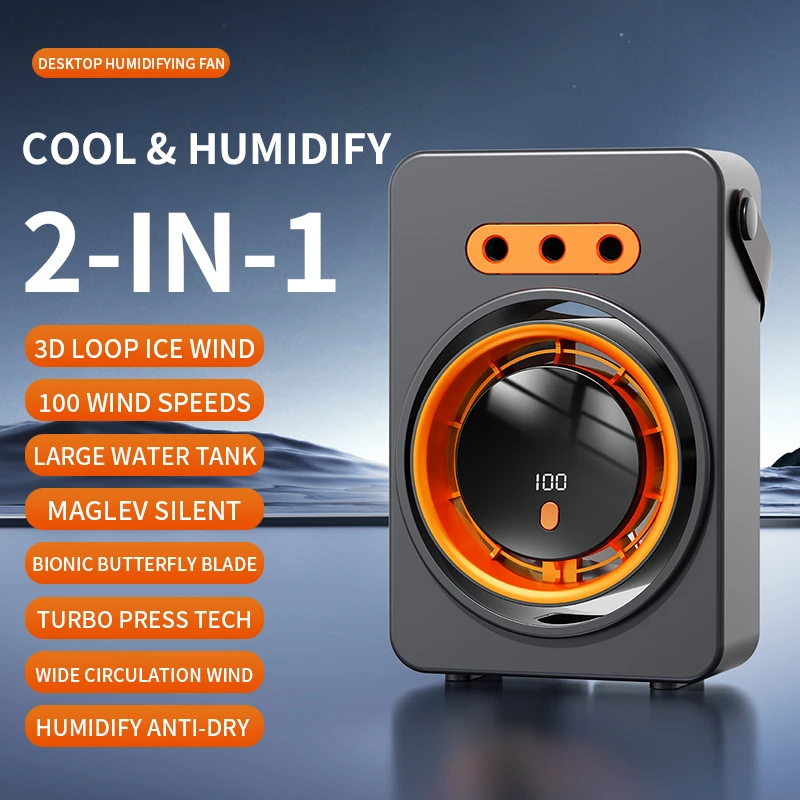 

Portable Air Circulating Mist Humidifier Fan 3 Nozzle Air Conditioning Desktop Cooling Fan 500ml Tank