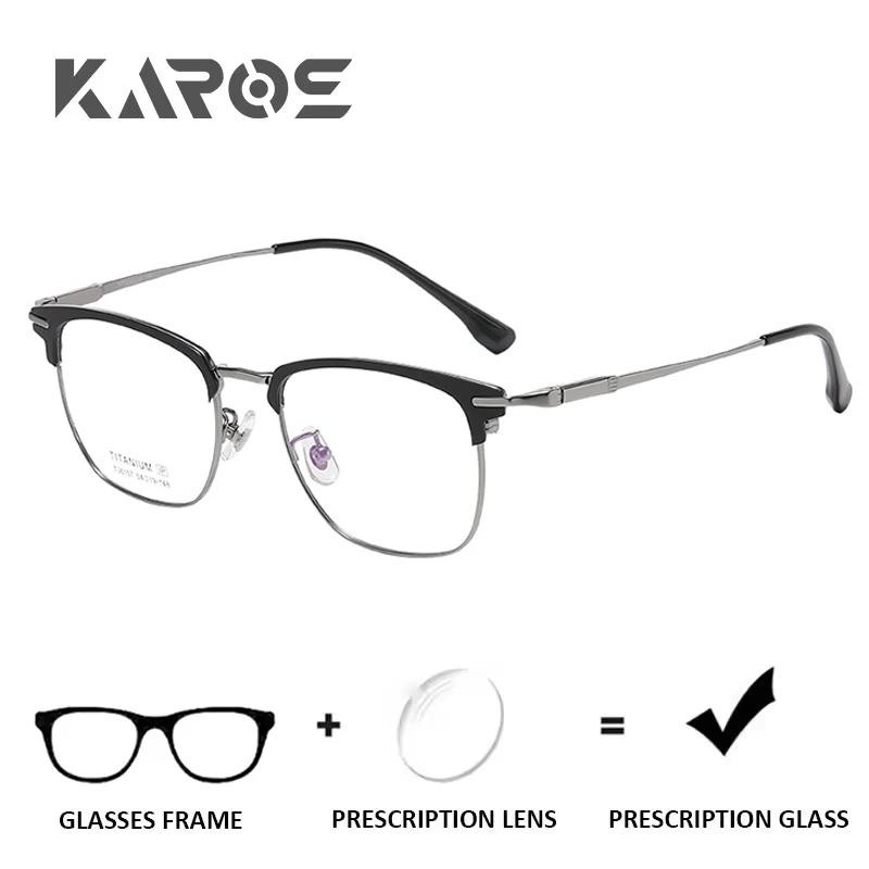 

KAROS Pure Titanium Square Prescription Lenses With Anti Blue Light Photochromic And Progressive For Myopia Optical Eyewear Men