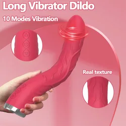 Lengthened Dildo Vibrator for Women G-Spot Vagina Clitoris Massarger Erotic Toys Soft Skin Feeling Sex Products for Adults