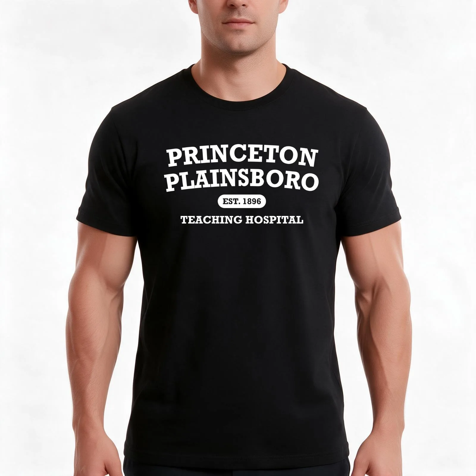 Princeton Plainsboro Teaching Hospital T-Shirt, Summer Casual Cotton Tee, Oversized Streetwear Tops, Vintage Graphic Print