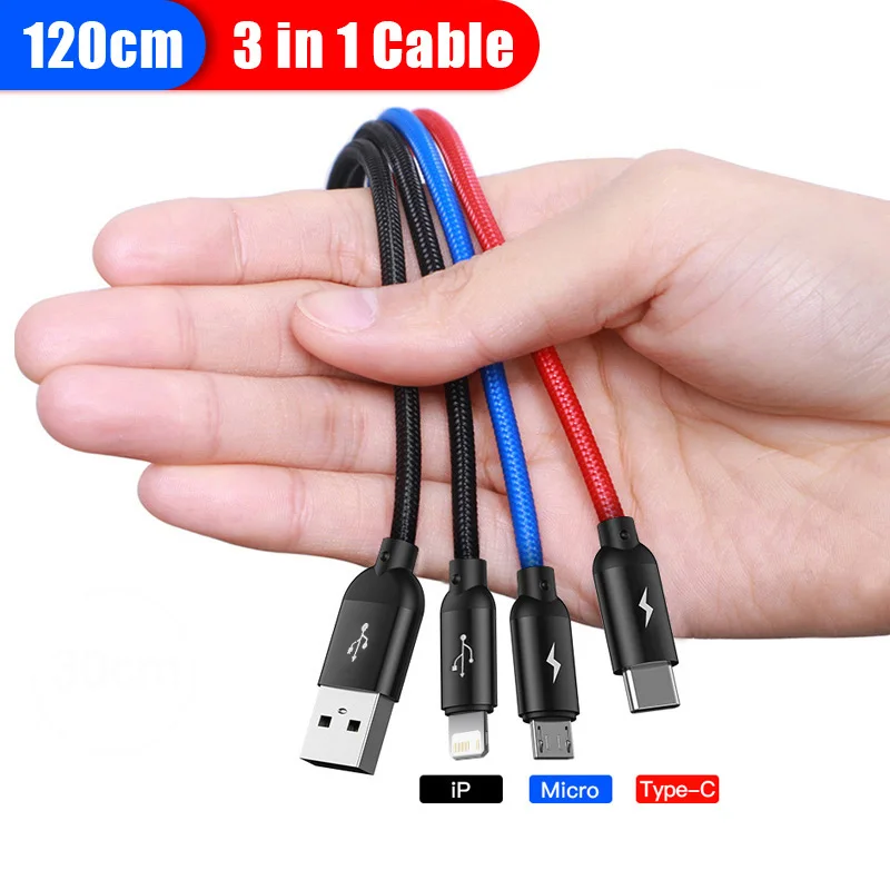 USB-кабель Baseus 3 в 1 для iPhone и Android — фото товара