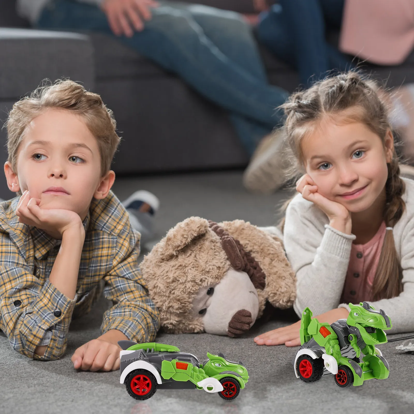 

Dinosaur Car Inertial Pull Back Transforming Educational Vehicle for Kids Birthday Gifts Preschool Plaything Dinosaur Car