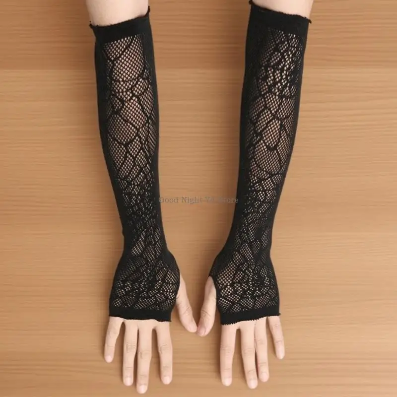 Adjustable Spiders Web Pattern Gloves Stretchy Polyester Fabric for Various Hand Sizes