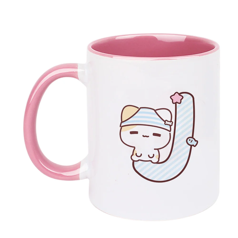 11oz Cute Cat with Starfish Ceramic Coffee Mug for Home Office Drinking, Perfect for Birthday Party Summer Travel Camping Holida