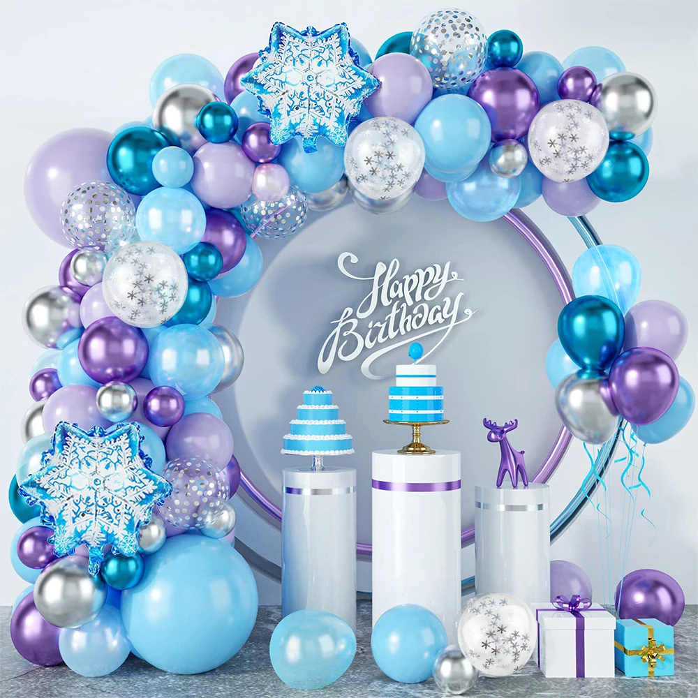 

Ice Blue Purple Balloon Arch Set Metallic Snowflake Confetti Ballons Wedding Party Supply Birthday Decoration Baby Shower Globos