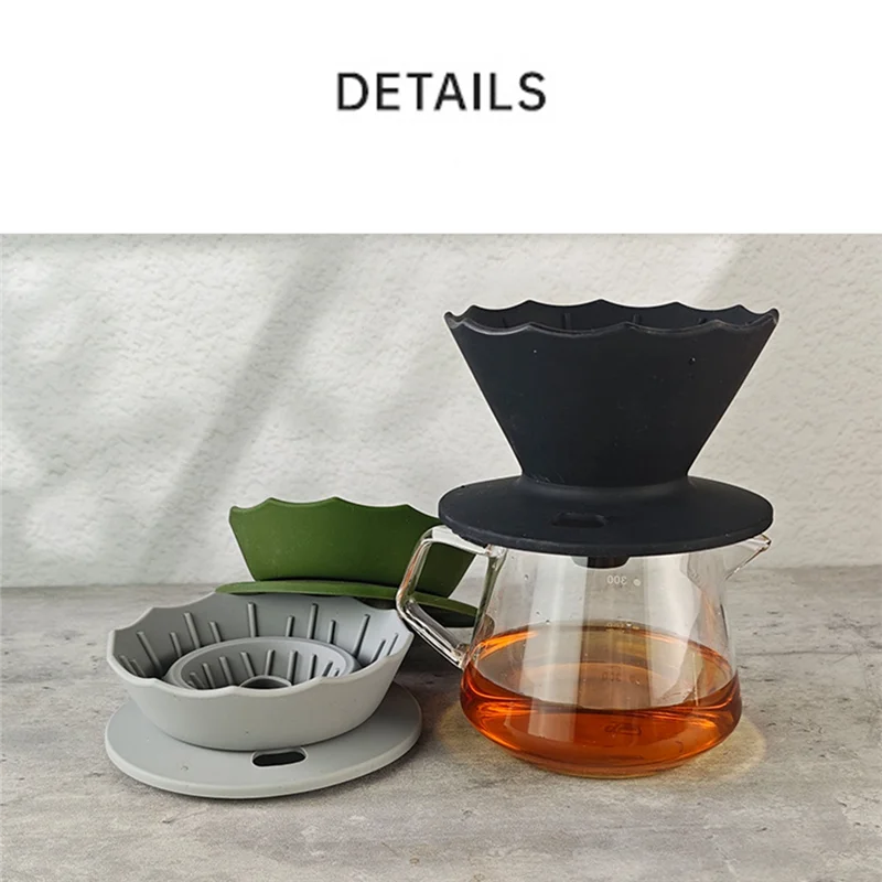 

A98I-Pour Over Coffee Dripper Filter Silicone Camping Coffee Filter For Travel Camping Office Home Coffee Accessories