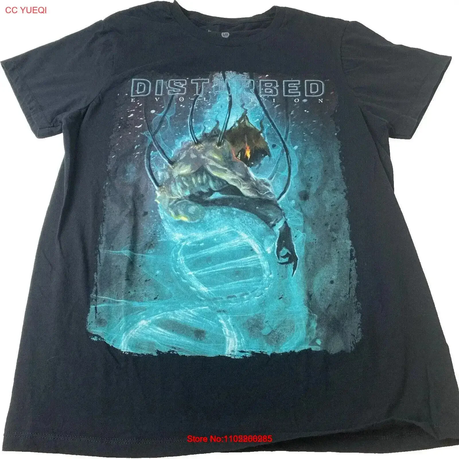 Disturbed Evolution Band T Shirt Tour Size Large black short sleeve vintage Washed designer clothes homme Slightly Soft