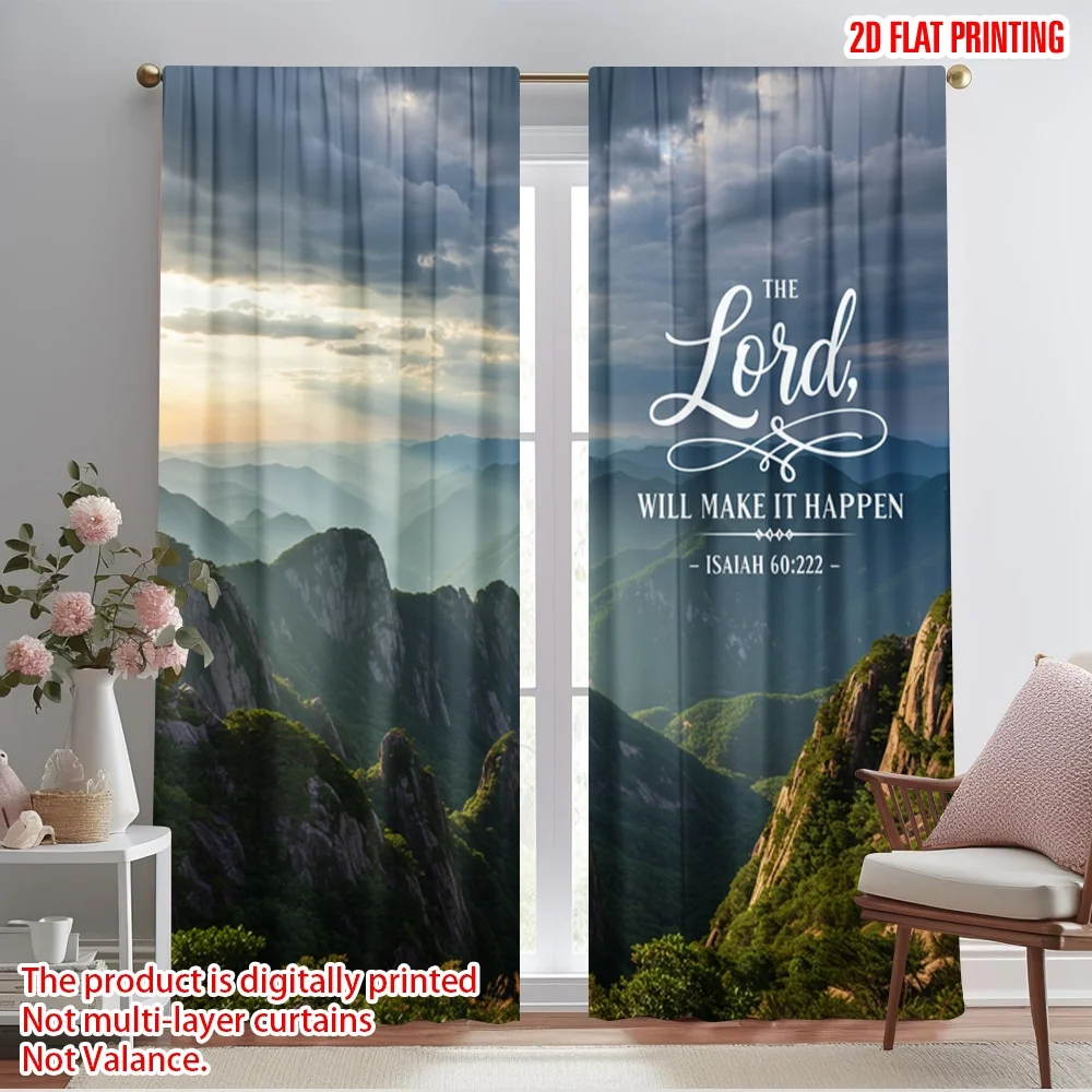 

2pcs 2D flat printing Drapes The Lord Will Make It Happen Fabric Without Electricity All Season Party & Holiday Decor for gold