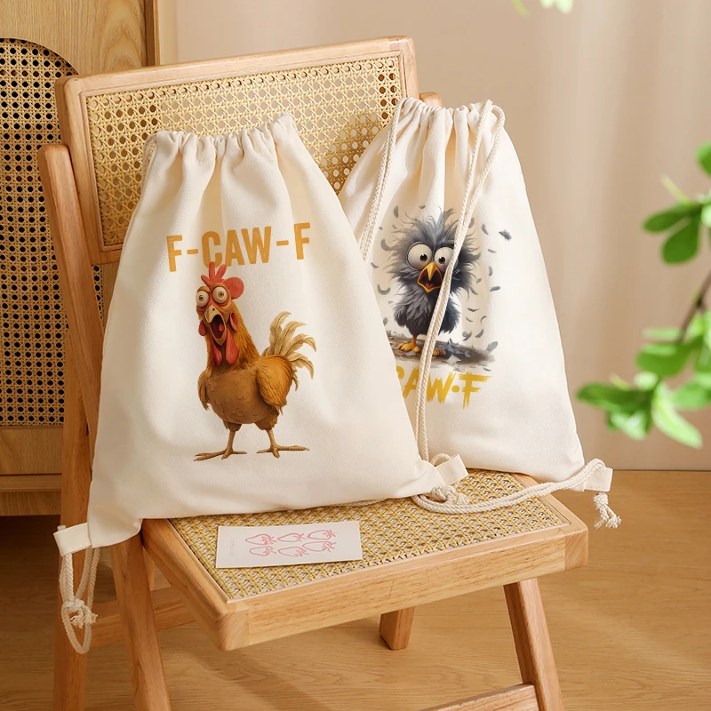 

2026 New F-Caw-F Funny Chicken Meme Women's Man's Large Capacity Fitness Backpack with Drawstring Closure High-end High-quality