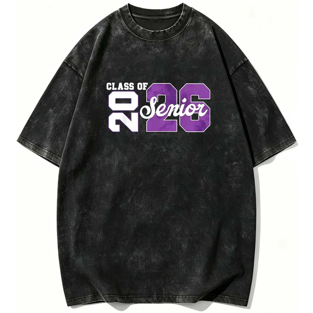CLOOCL Class Of 2026 Senior Printed T-shirt Premium Heavyweight Retro Washed Tees Harajuku Summer Short Sleeved Top Unisex Style