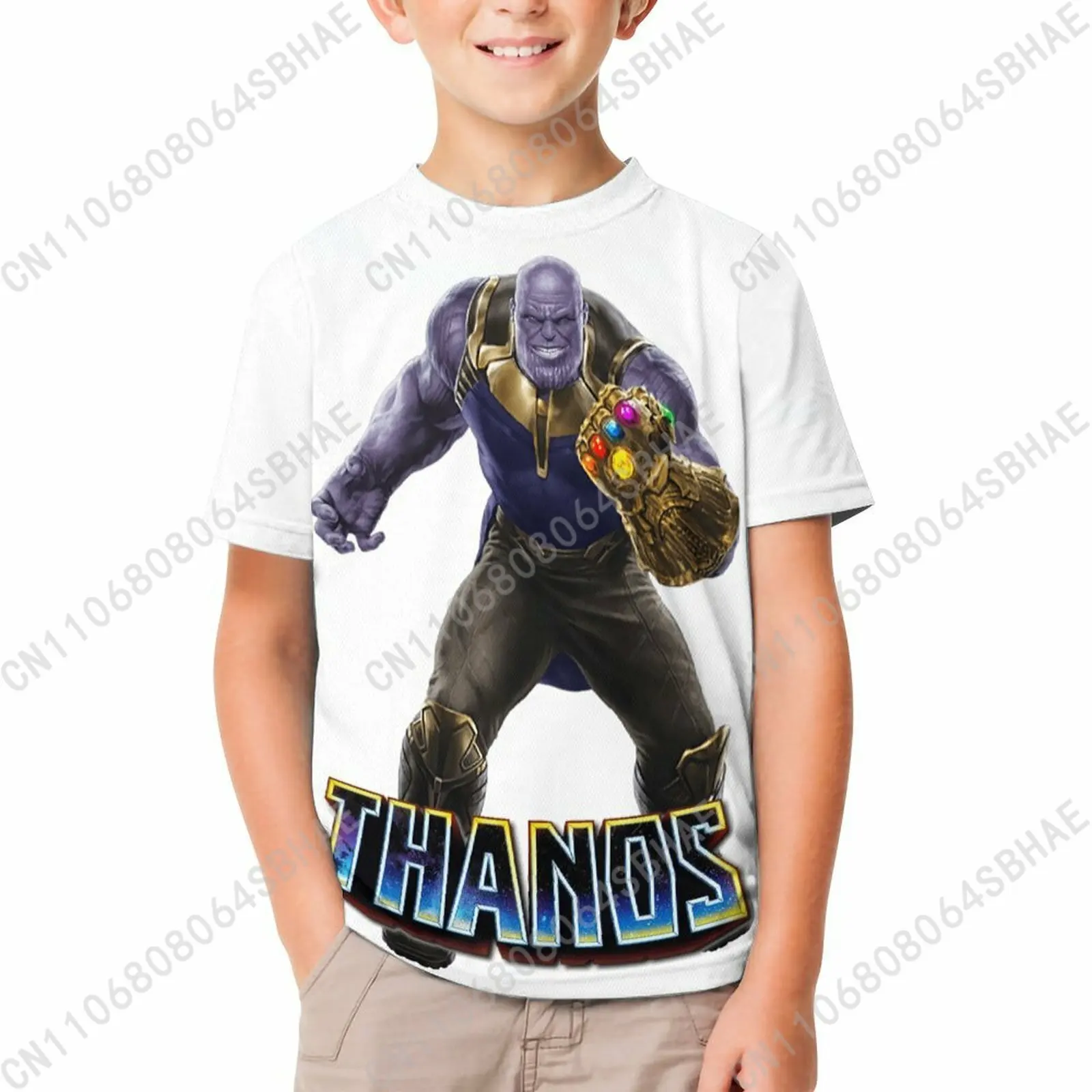 

Marvel Thanos T Shirt Boy Girl Short Sleeve Print Cotton TShirt Comfortable Crew Neck Children Child Tee Cosplay