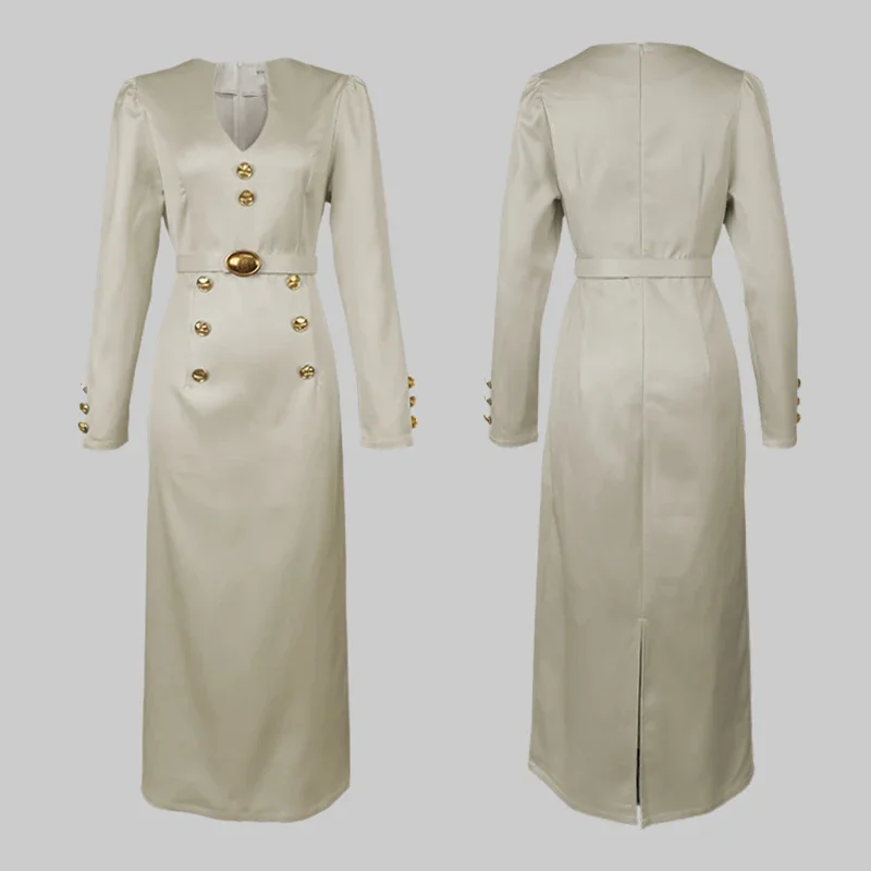 Modigirl Wedding Evening Banquet Dresses for Women Clothing Formal Original Creation Buttoned Long Sleeve Dress for Ladies