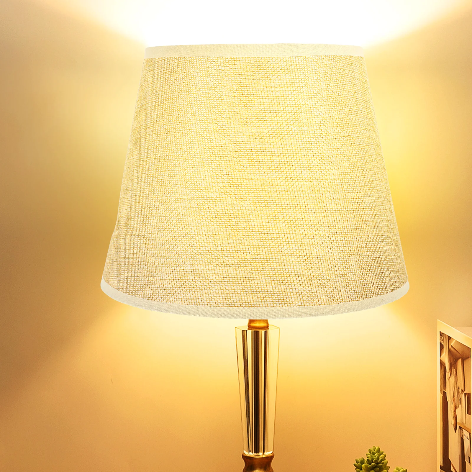 

Cylinder Lamp Cloth Fabric Linen Table Desk Bedside Replacement Shade Desk Lamp Shade Cover Dustproof Warm Metal