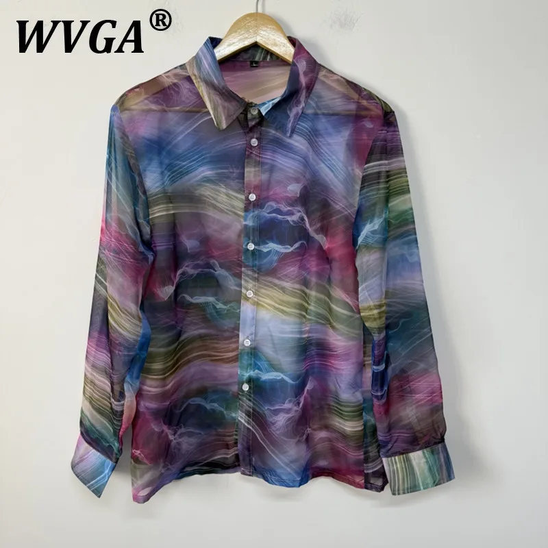 

WVGA Spring Summer New Tide High Street Drape Niche Turn-Down Collar Loose Long Sleeved Shirts Chic Casual Men's Shirt Ins W8071