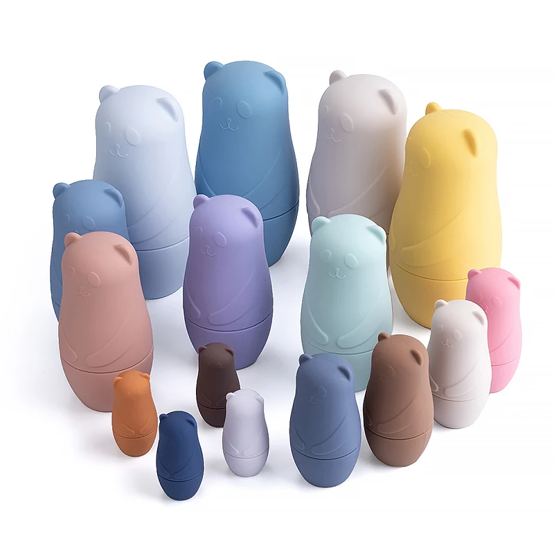 1setMontessori Nesting Dolls Spielzeug Russische Matroschka Puppe Pädagogisches Spielzeug für Kinder Silikon Stacking Blocks Puppe Innen Puppe – Detail 5