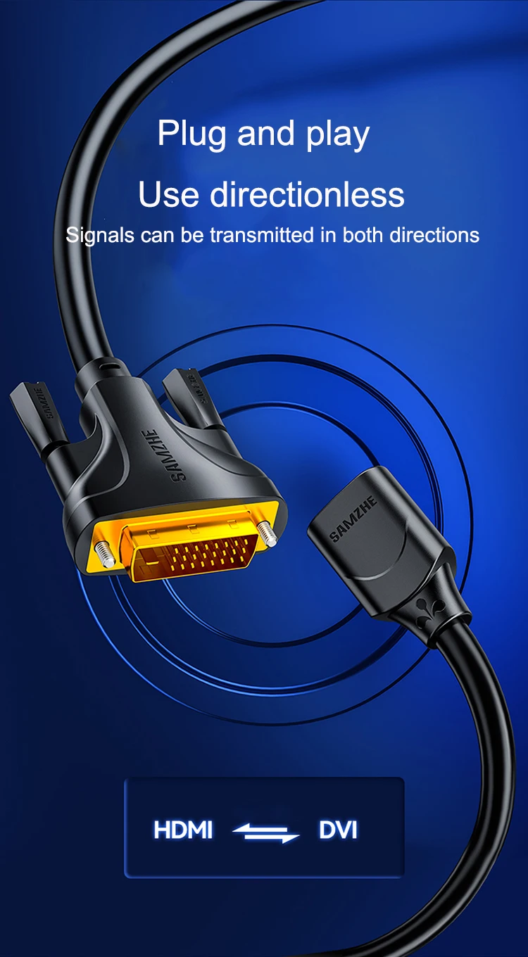 SAMZHE HDMI-kompatibel DVI Kabel DVI Stecker auf HDMI Buchse Adapter 1080P für HDTV DVD Projektor PlayStation 4 PS4/3 TV BOX – Detail 7