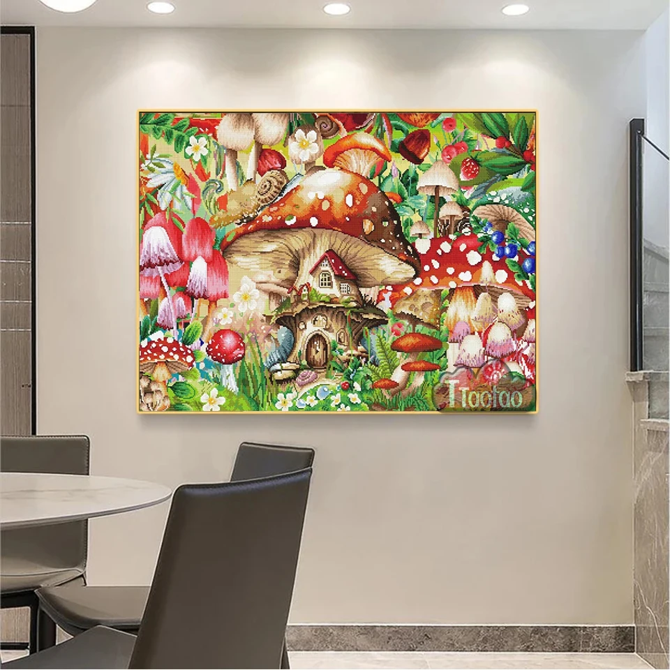 5D Cartoon Landscape Full Rhinestone Embroidery Diamond Painting Mushroom Forest DIY Square Round Mosaic Wall Art Decor Gift