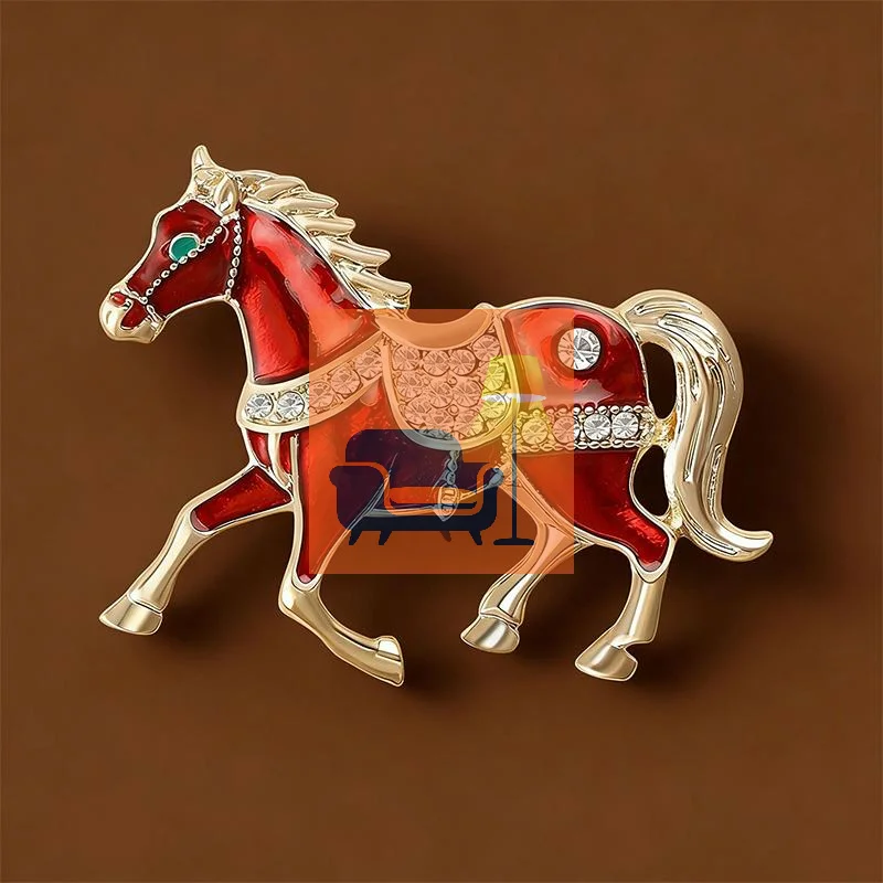 Luxury Horse Brooches For Women Unisex 4-color Elegant Enamel Animal Year Of The Horse Brooch Pins Gifts