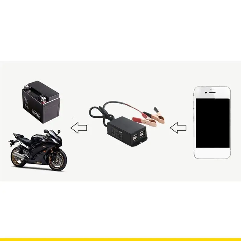SZCH 12V Battery Clip for Cellphone Tablet Car Motorcycle USB Charging Device Vehicle USB