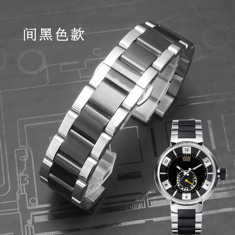 20x12mm convex solid stainless steel band for LV TAMBOUR LOUIS-VUITTO-N Replace Wristbands Butterfly clasp bracelet