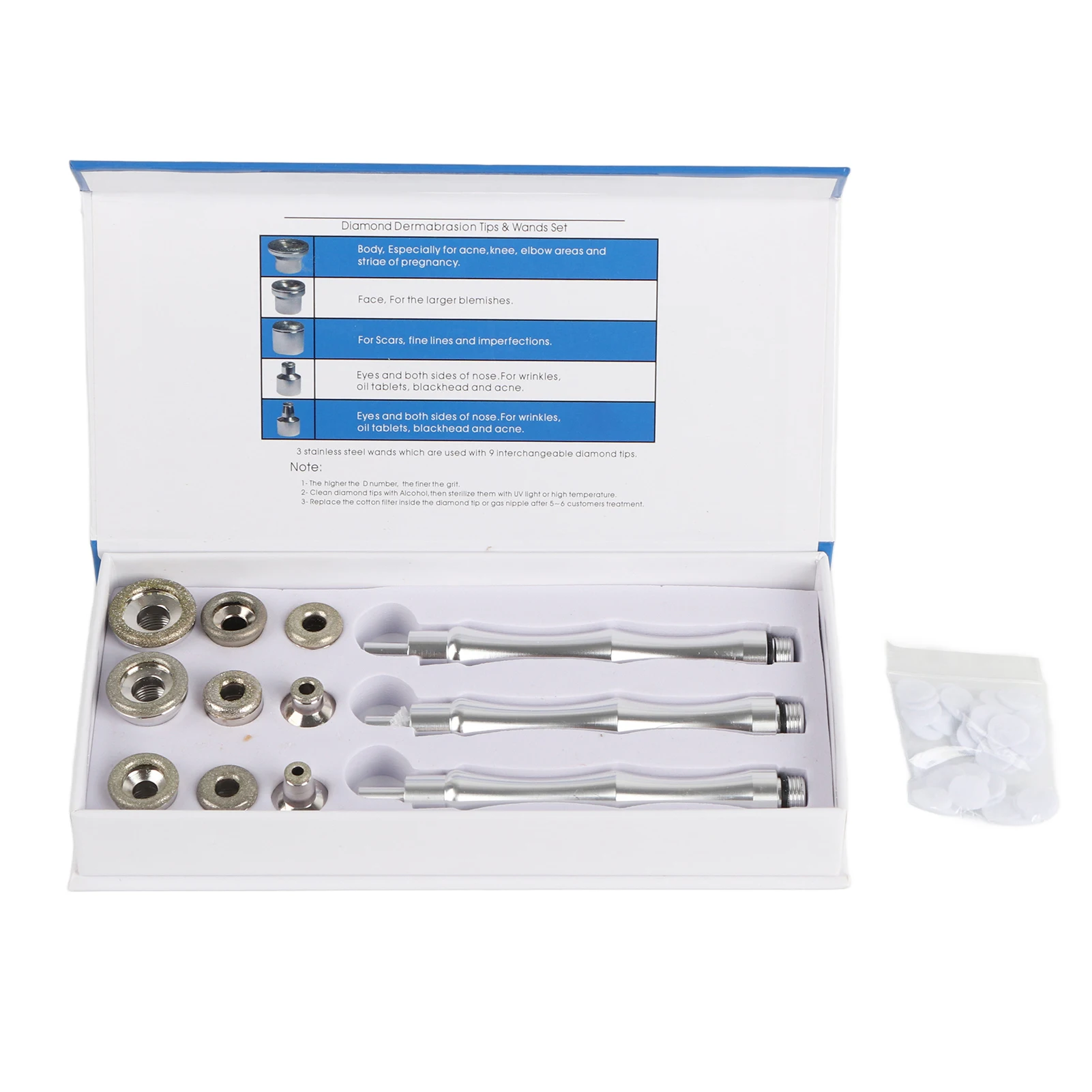 

New Filter Replacement Diamond Microdermabrasion Dermabrasion Tips with Handle Stainless Steel Filter Set Dermabrasion Tips