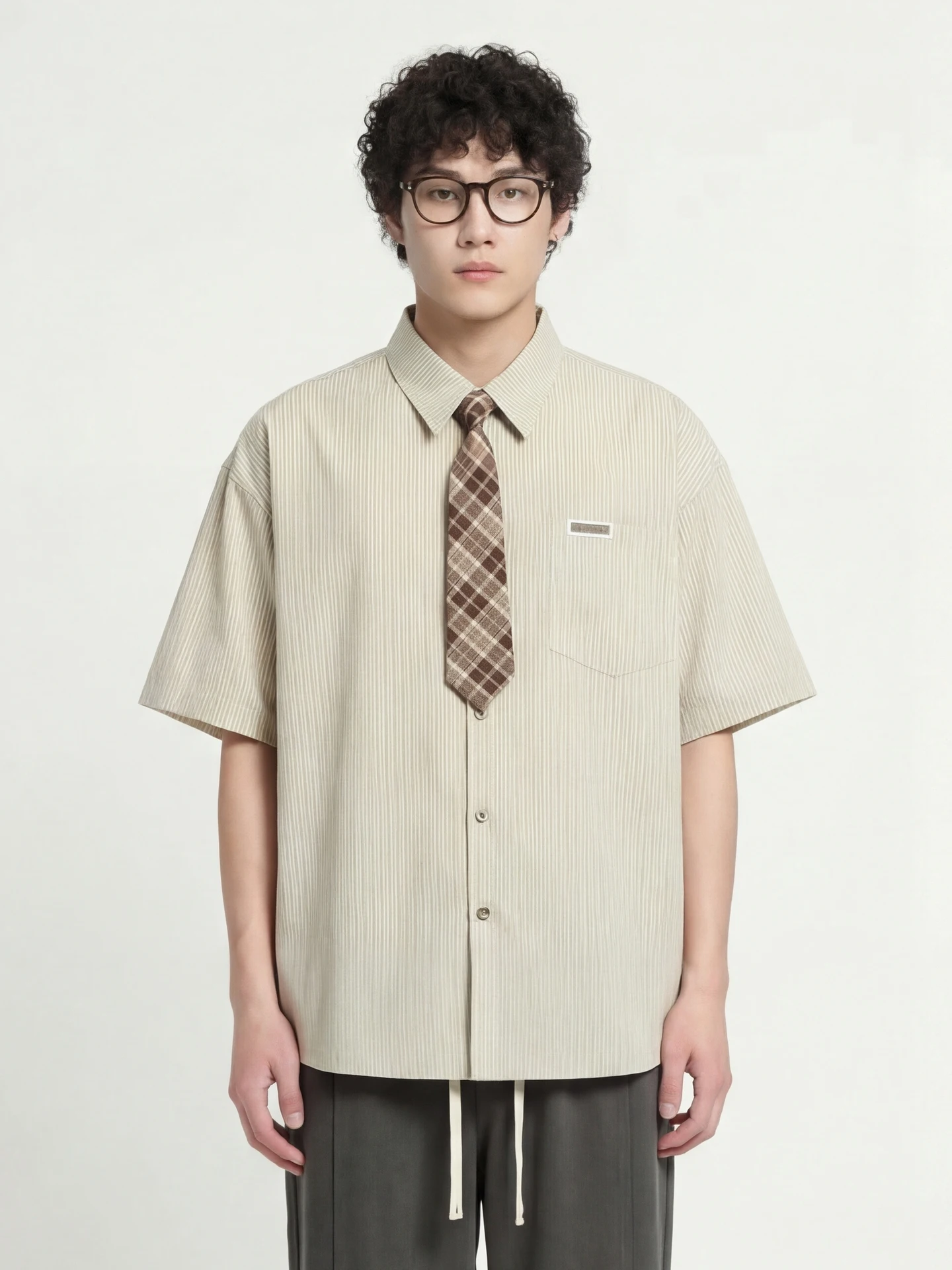 

New Design Casual Striped Loose ort Sve irt for Men And Women from Breathable Cotton Summer Faion Daily Wear