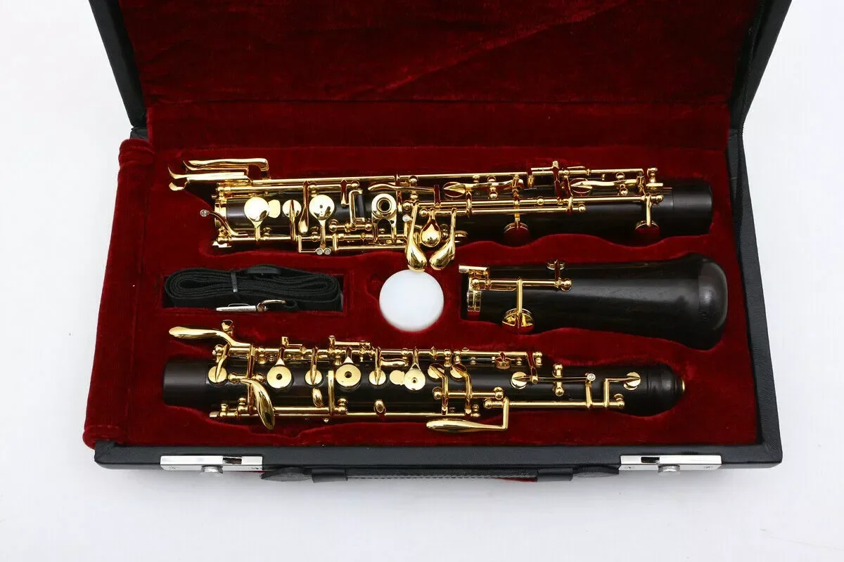 New C Key Oboe in Ebony Wood with Forked-F Resonator and Gold-Plated Left F Key