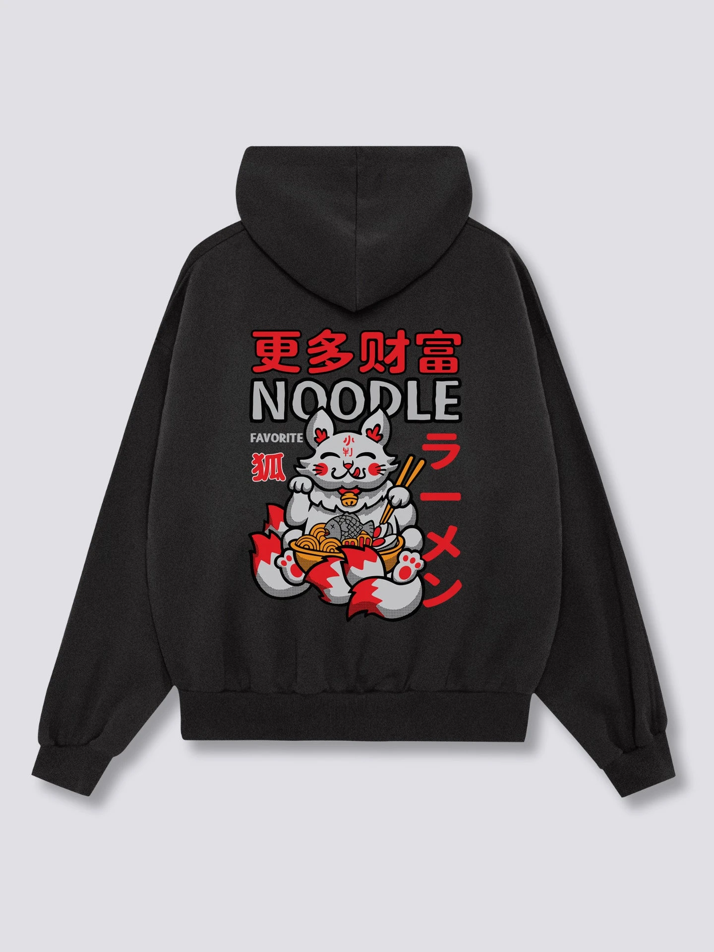 Woman Lucky Nine‑Tailed Fox Ramen Print TShirt Japanese Cartoon Streetwear TShirt Graphic TShirt Oversized Hoodie Sweatshirt