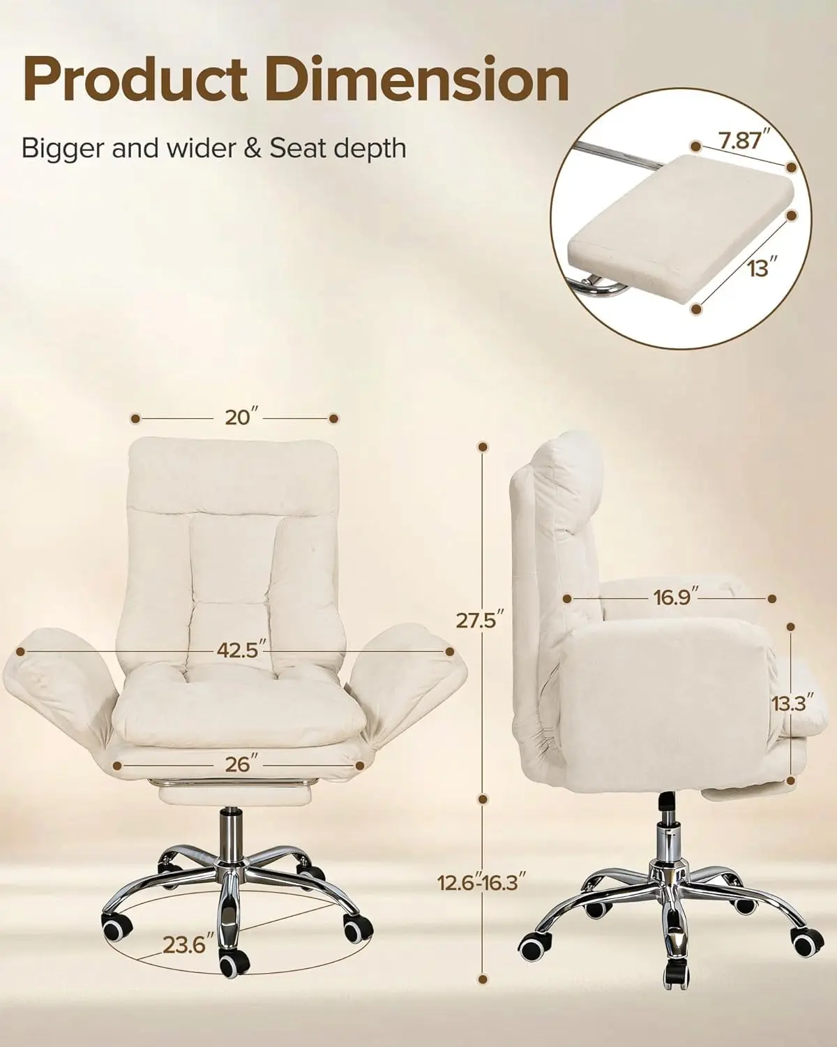 Heavy Duty Ergonomic Office Chair with Footrest & Flip-Up Armrests, Cross-Leg Sitting Gaming Desk Chair for Work & Rest, Customi