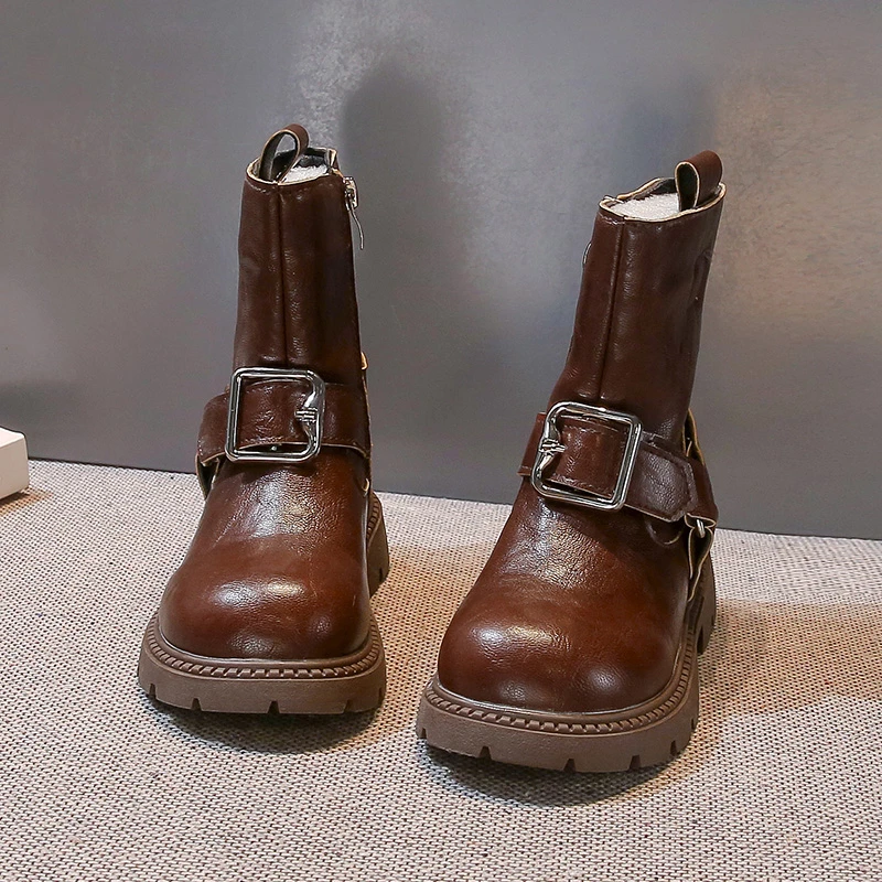 

2025 Children Casual Mid-calf Boots for Girls Autumn Winter New Fashion Korean Style Soft Bottom Anti-slippery Versatile Shoes