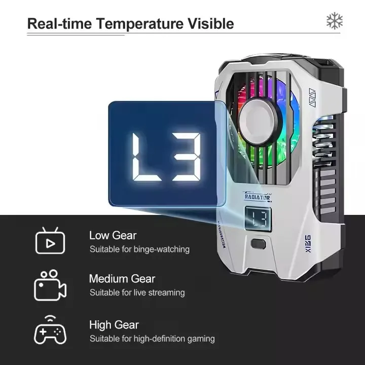 Kipas Pendingin Radiator Pendingin Ponsel Klip Belakang Semikonduktor Dukungan 3 Gigi Dudukan Tripod Streaming Langsung Game Baterai Isi Ulang
