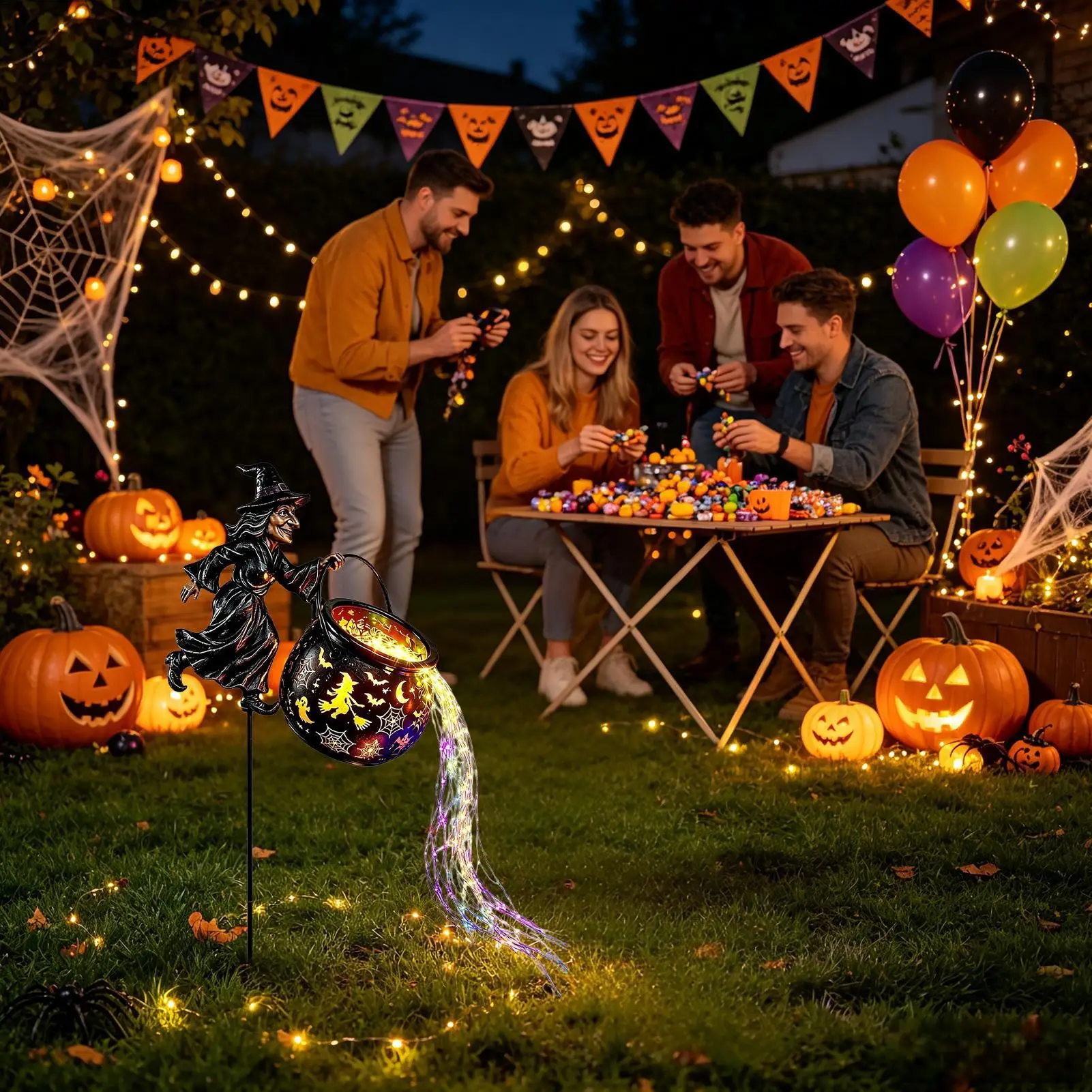 Halloween Lamp Gothic Waterfall Lighting Battery String Lantern Halloween Decorations For Christmas Fall Night Reading Party