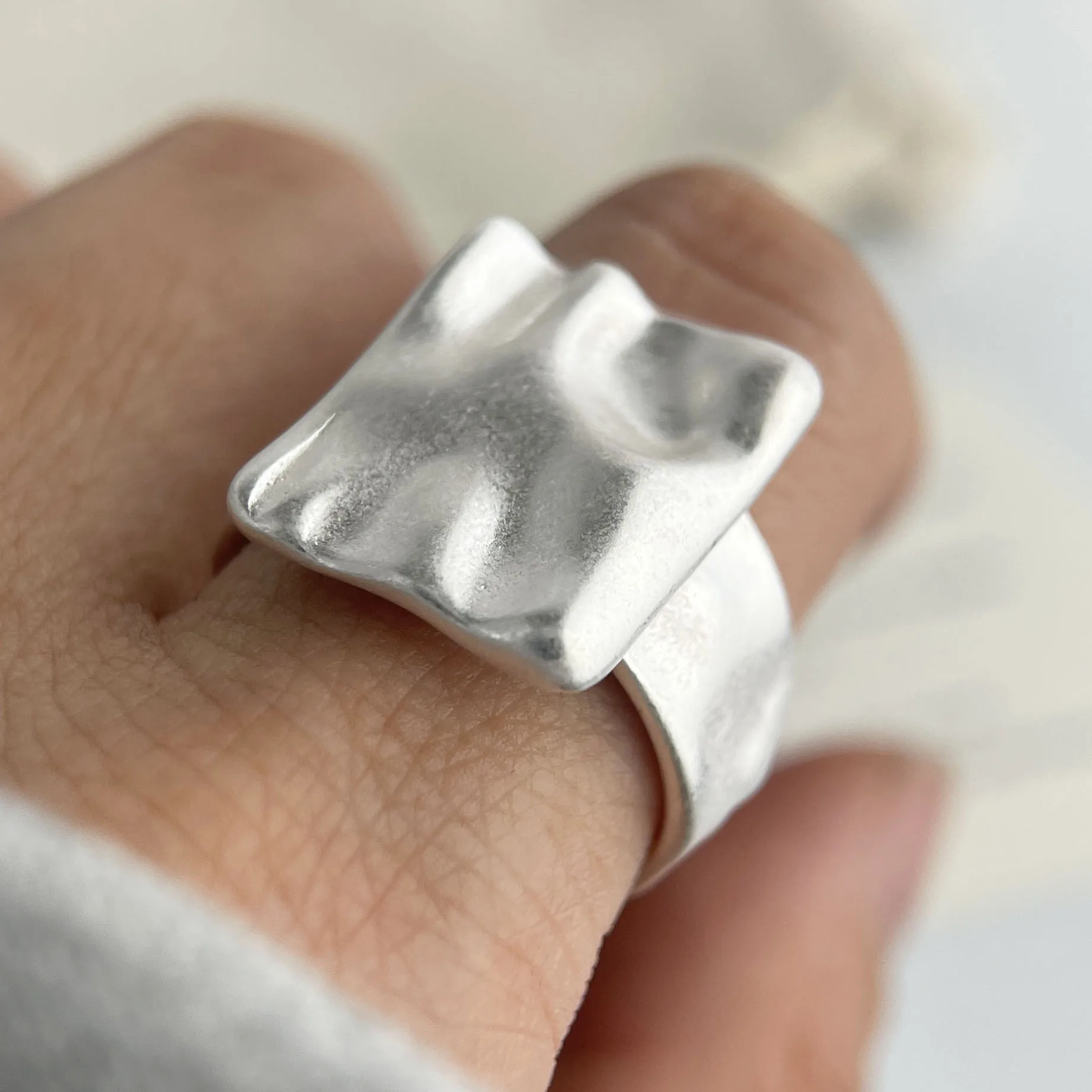 Women's 925 Sterling Silver Handmade Simple Flower Bow Heart Ring