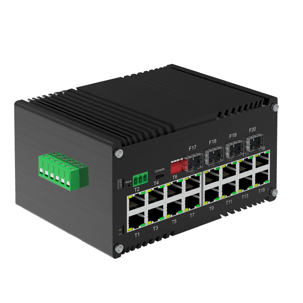 محول PoE مُدار 16 منفذ 10/100/1000T 802.3at + 4 منافذ 1000X SFP Din Rail Industrial 16 Port 1000mbps جيجابت إيثرنت Switch #3