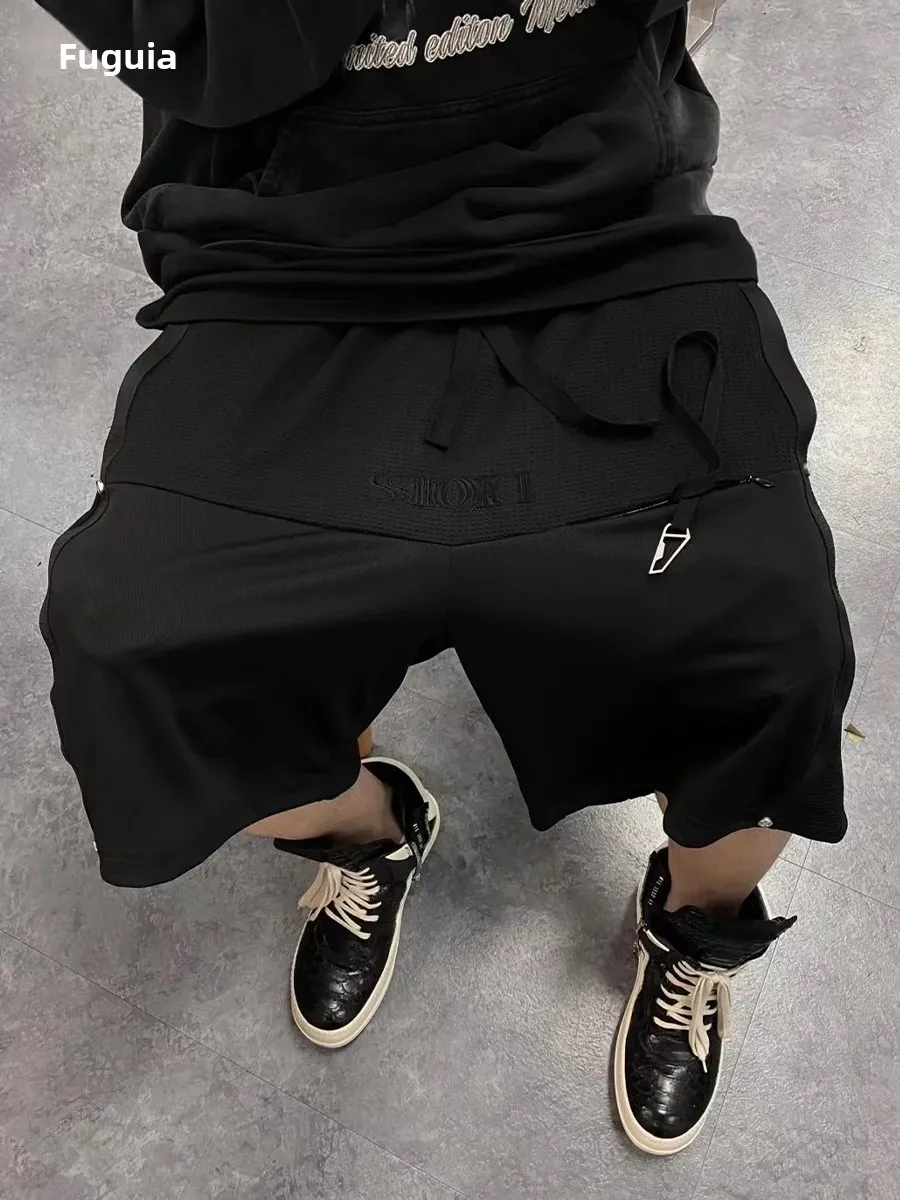 

American High Street Spor Casual Loose Men's ort Pants Me Breathable Summer Faion Brand Straight Leg ket Detail Po...